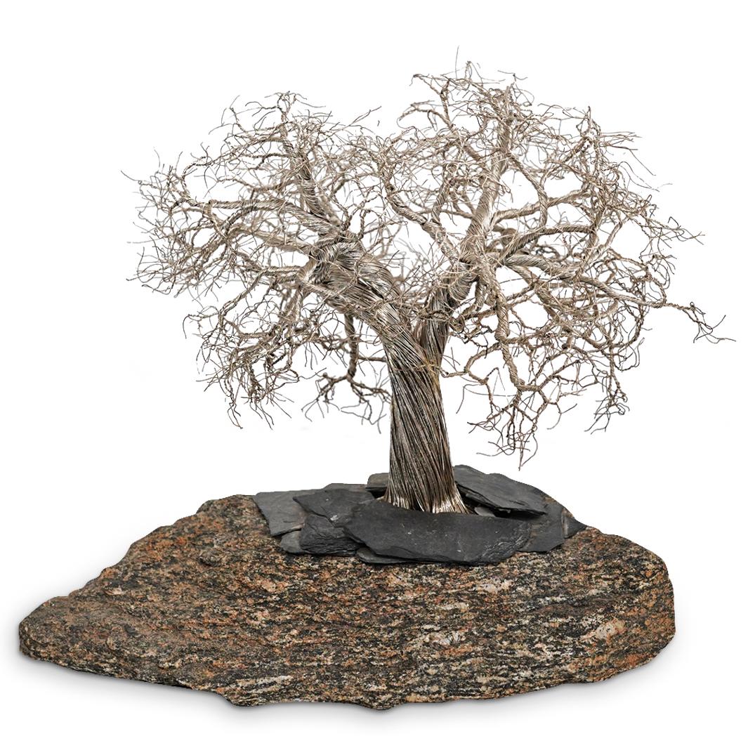 Neumann Silver Wired Tree and Stone Sculpture (1 of 5)
