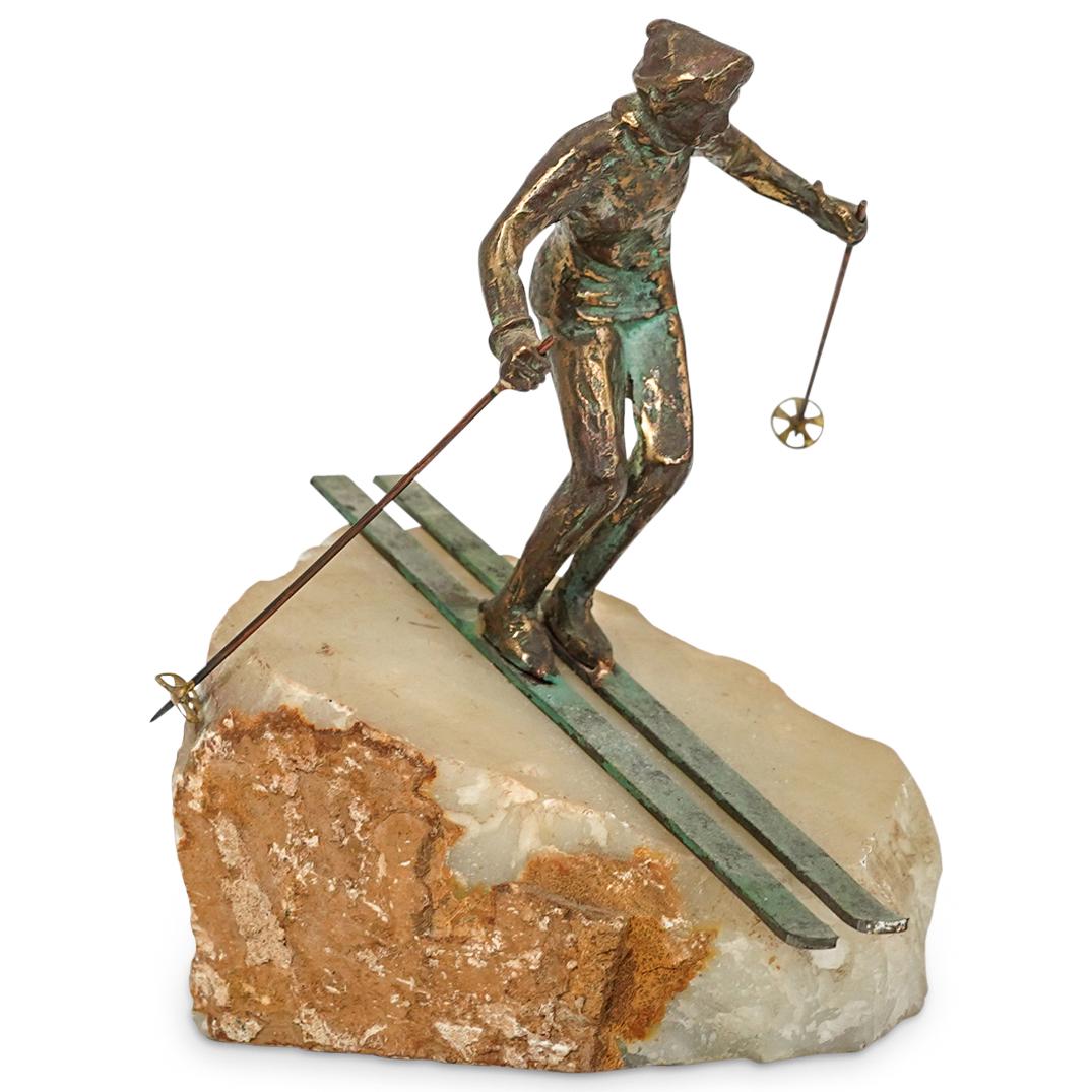 Mid Century Curtis Jere Bronze Skier Sculpture (1 of 7)