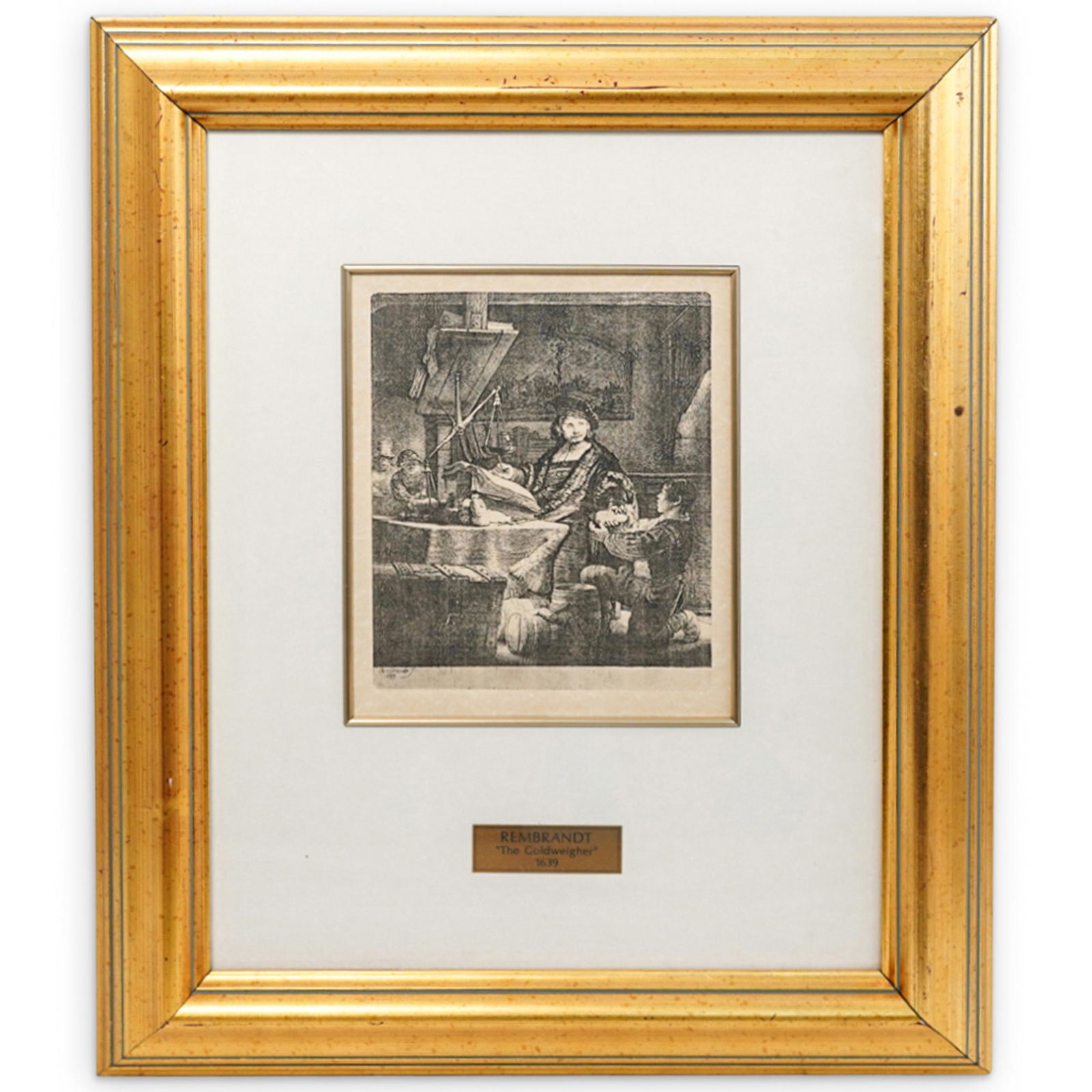 Rembrandt Van Rijn "The Goldweigher" Framed Etching (1 of 5)