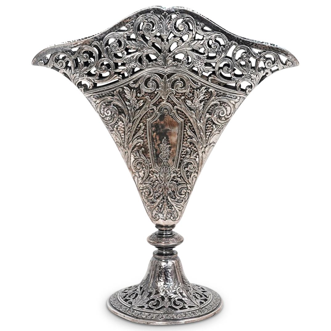 Silver Plate Reticulated Fan Vase (1 of 6)