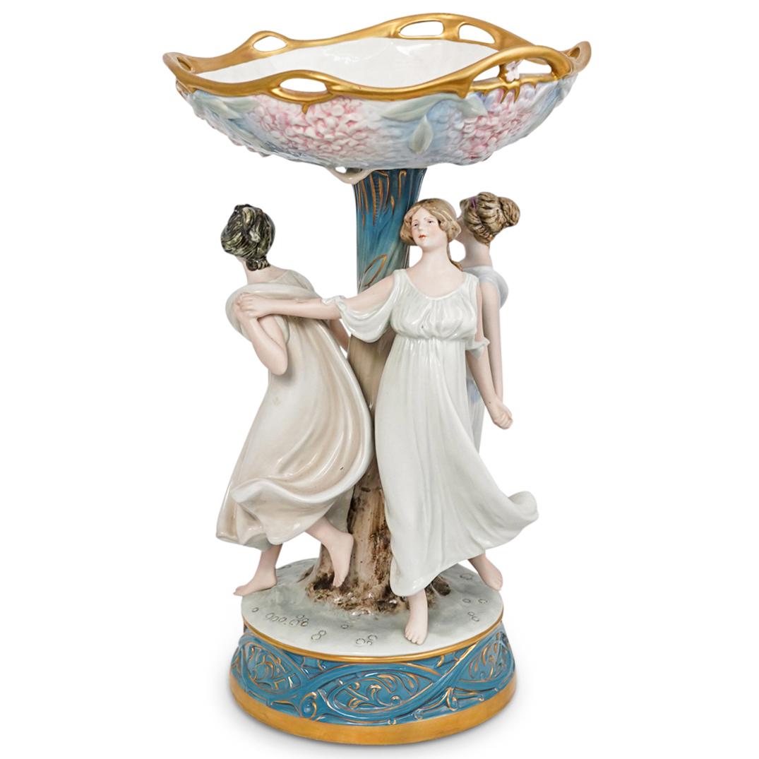 Royal Dux "Three Graces" Porcelain Centerpiece Compote (1 of 8)