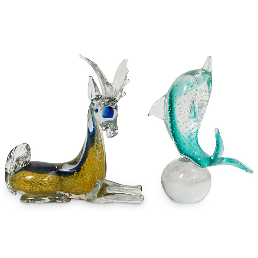 (2 Pc) Murano Art Glass Animal Figurines (1 of 8)