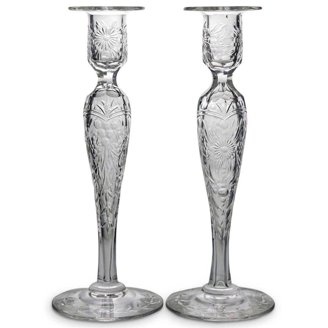 (2 Pc) Pairpoint Glass Candle Holders (1 of 5)