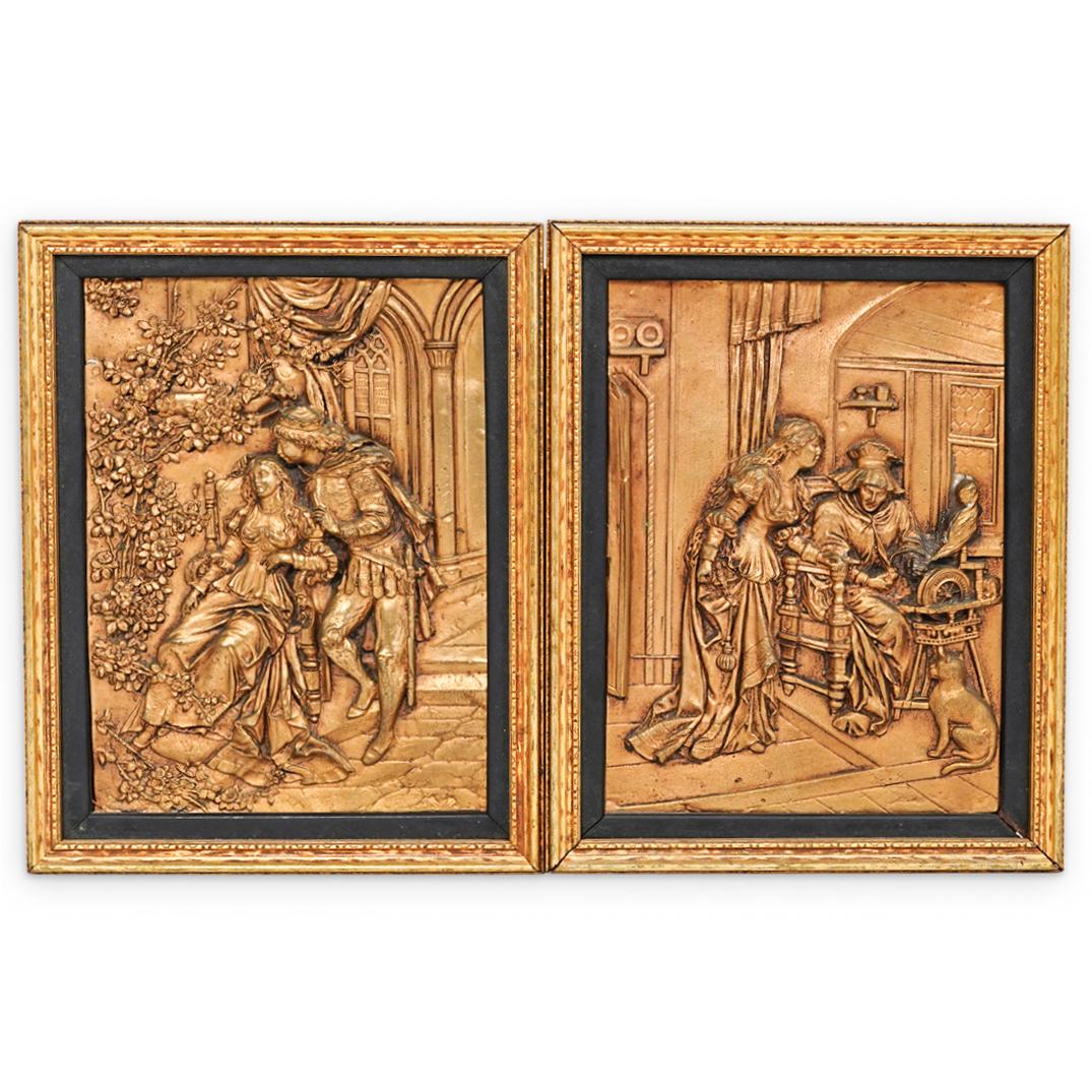 (2 Pc) Pair of Gilded Framed Plaques (1 of 6)