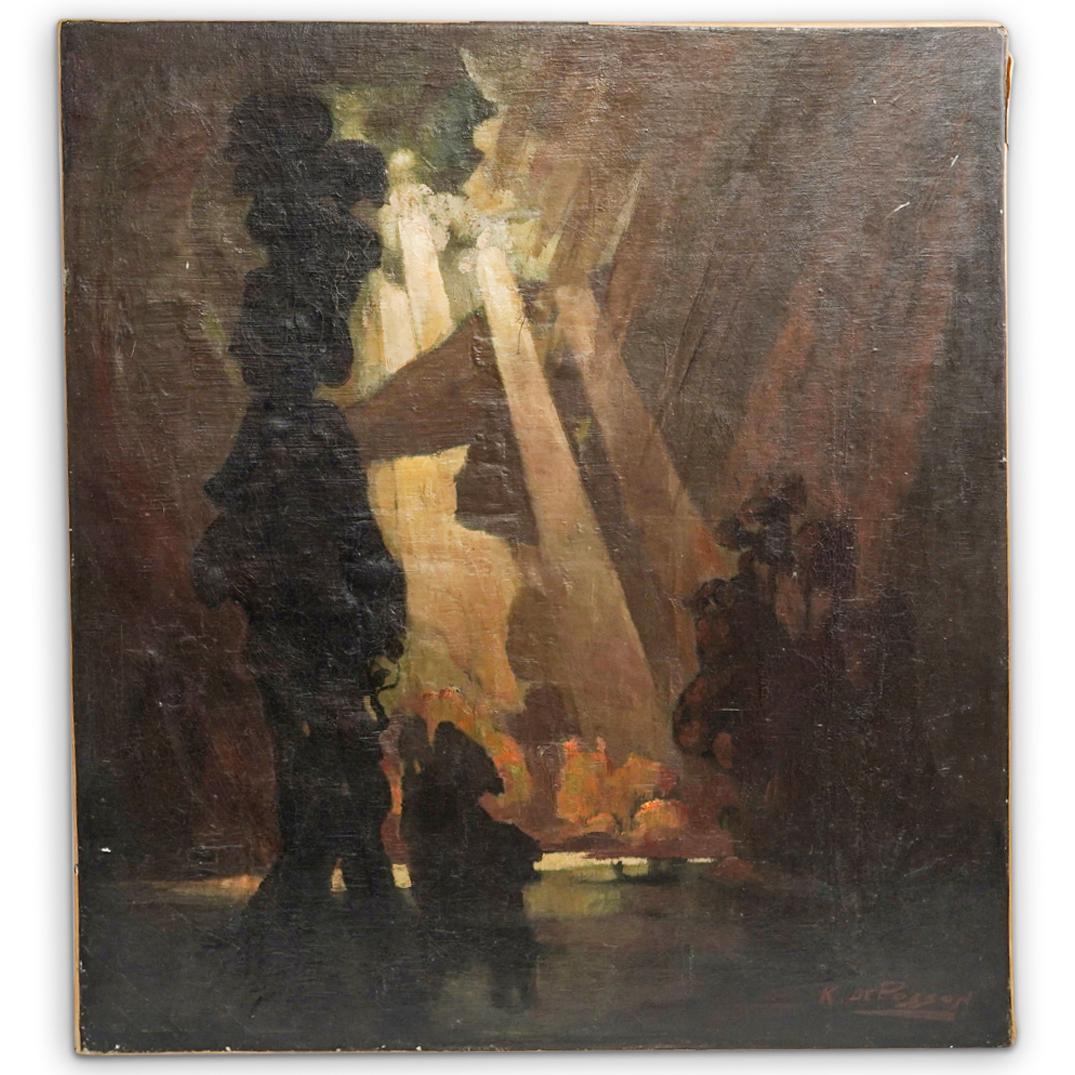 Karel de Posson (Belgium, 1889) Oil Painting On Canvas (1 of 4)