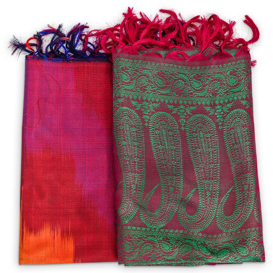 (2 Pc) Iridescence Silk Hand Woven Scarves (1 of 5)