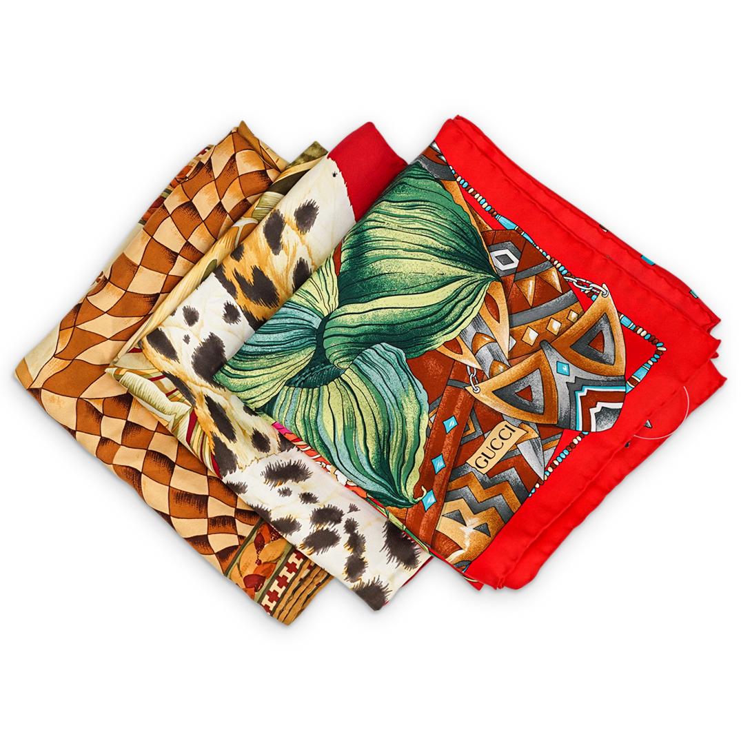 (3 Pc) Gucci & Ferragamo Italian Silk Scarves (1 of 10)