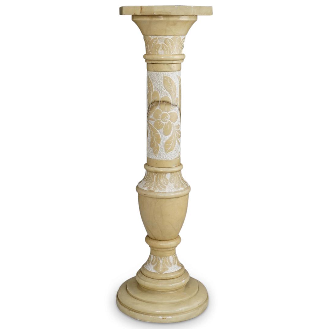 Floral Carved Alabaster Pedestal (1 of 8)