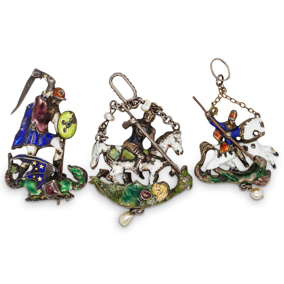 (3Pc) Austro-Hungarian Silver Enamel Renaissance (1 of 2)