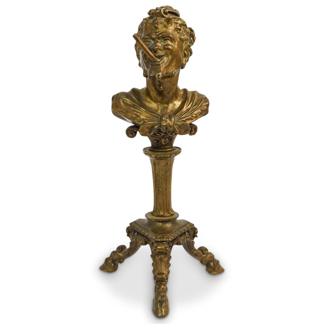Antique Gilt Bronze Satyr Tabletop Cigar Lighter (1 of 8)