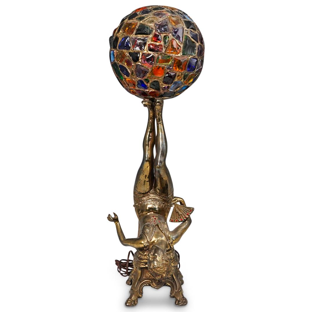 German Art Deco "Lady with Globe" Bronze Table Lamp (1 of 9)