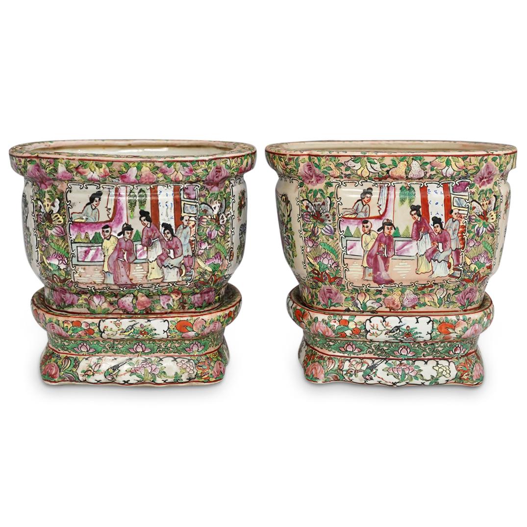 (2 Pc) Chinese Famille Rose Porcelain Planters (1 of 12)