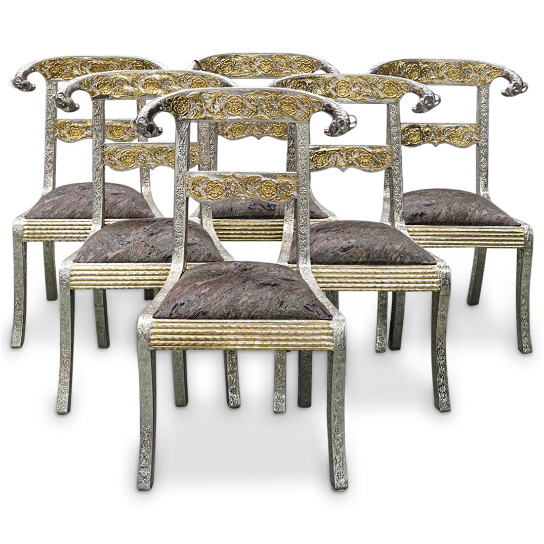 (6 Pc) Anglo Indian Ram Head Repousse Chairs (1 of 10)