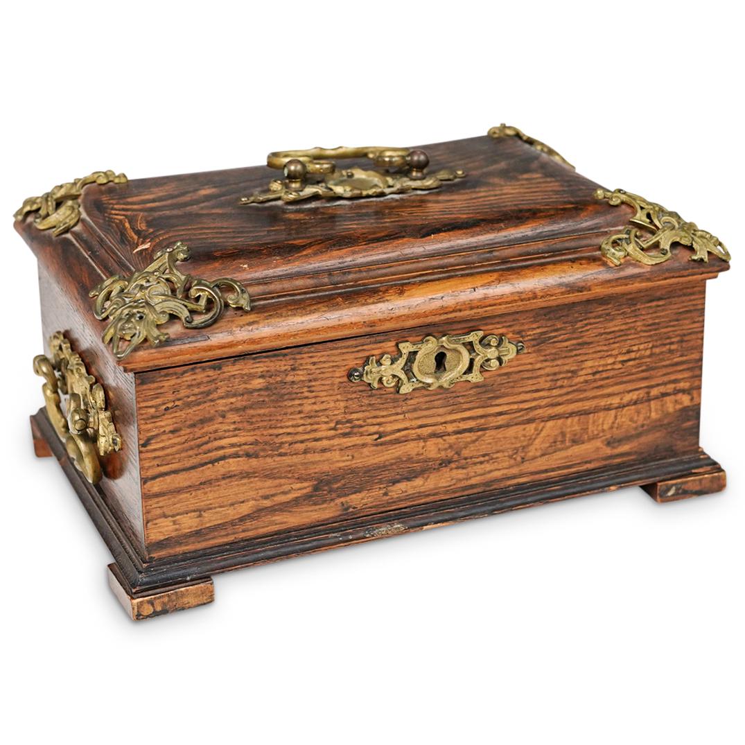 Antique European Wood & Bronze Casket Box (1 of 6)