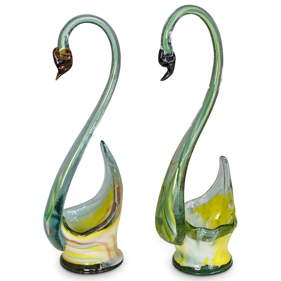 Pair of Murano Glass Swan Bombonieres (1 of 12)
