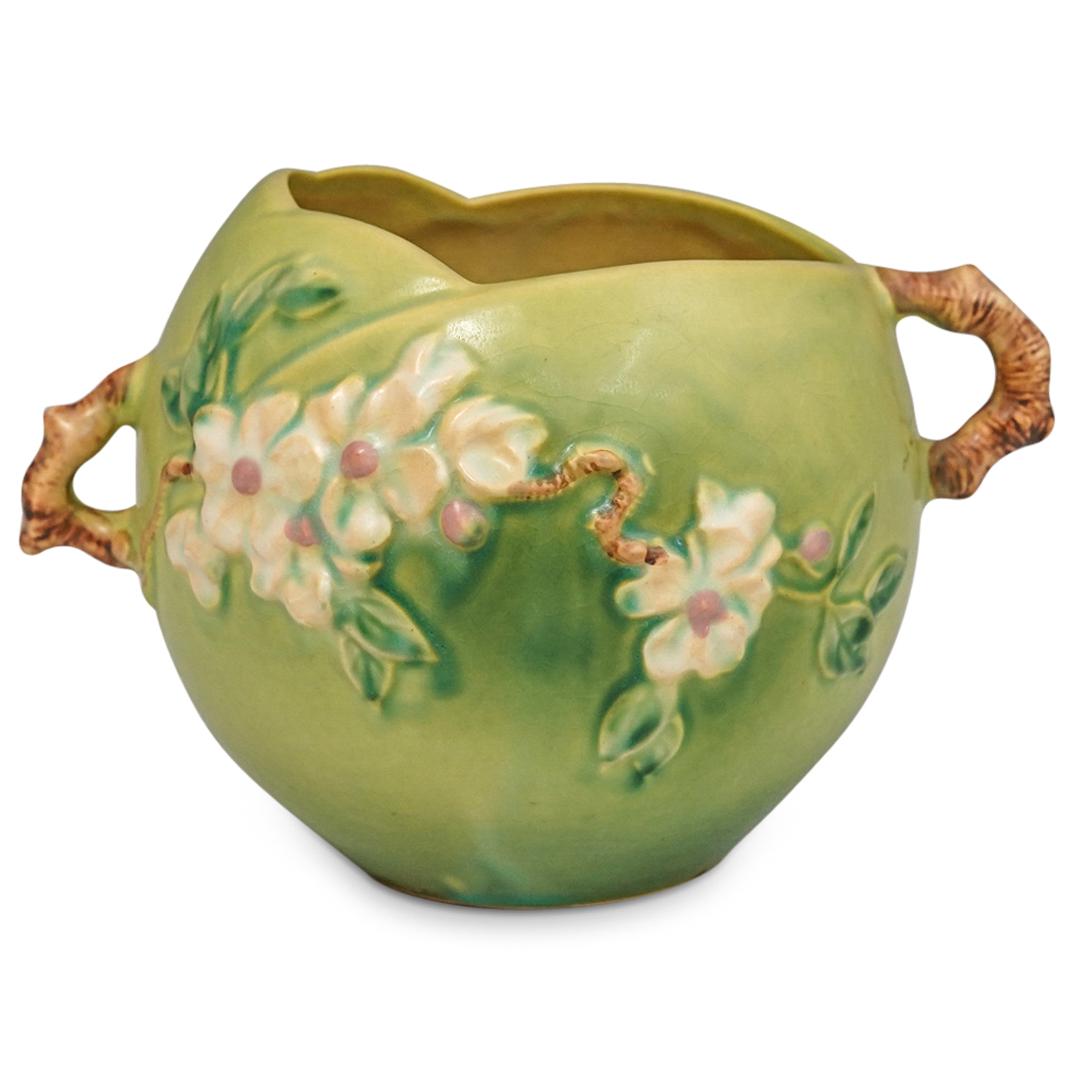 Roseville Apple Blossom Rose Bowl Vase (1 of 6)