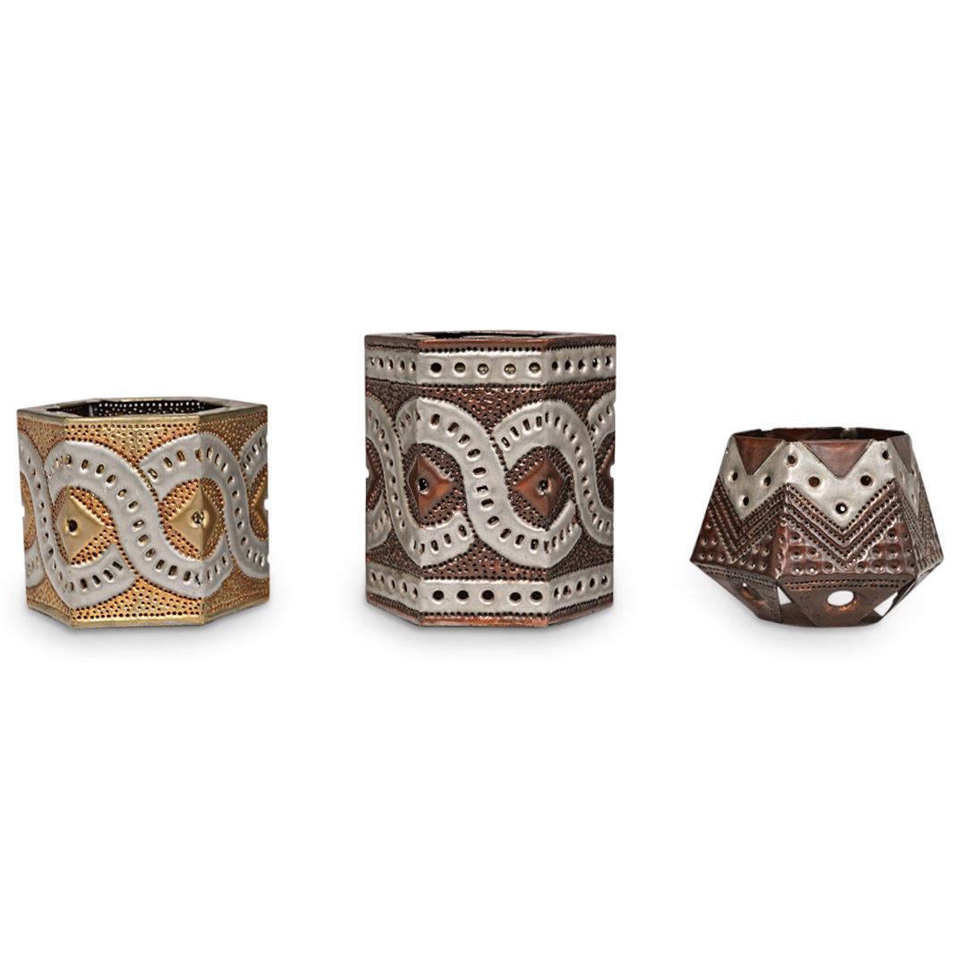 (3 Pc) Maxwell Handcrafted Candle Holders (1 of 10)