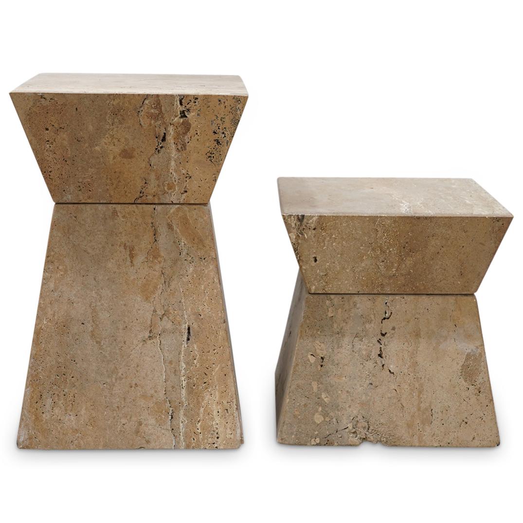 (2 Pc) Marble Stone Geometric Bases (1 of 9)