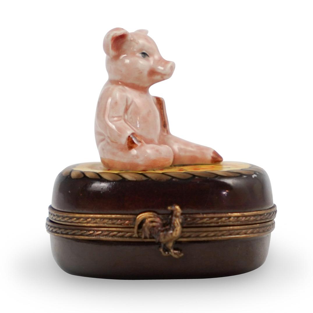 Limoges Porcelain Pig Trinket Box (1 of 3)