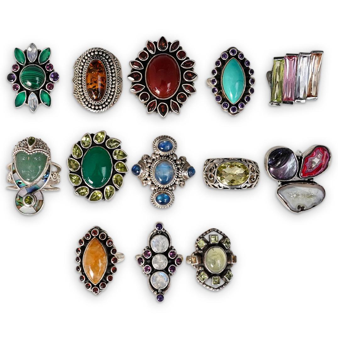 (13 Pc) Semi Precious Stone and Sterling Rings (1 of 6)