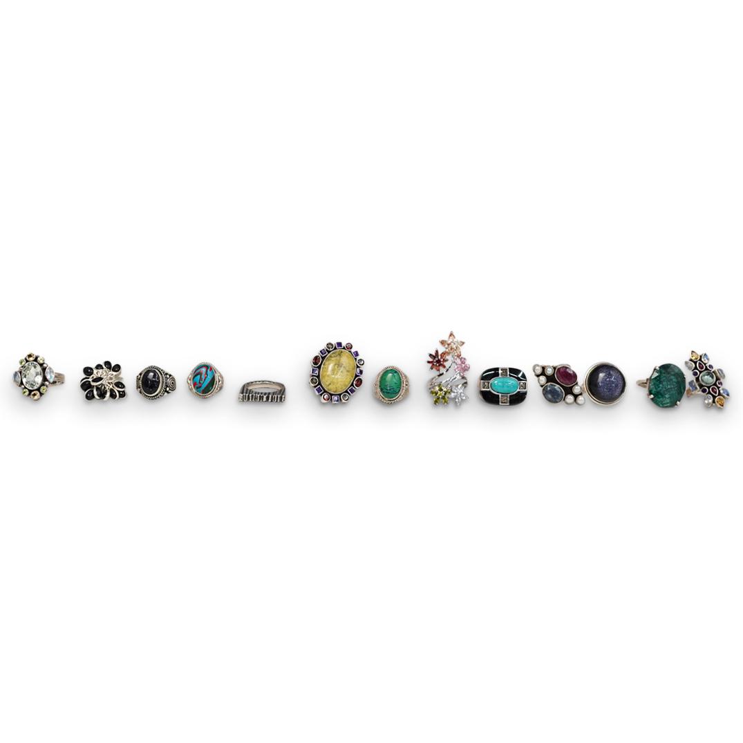 (13 Pc) Semi Precious Stone and Sterling Rings (1 of 10)