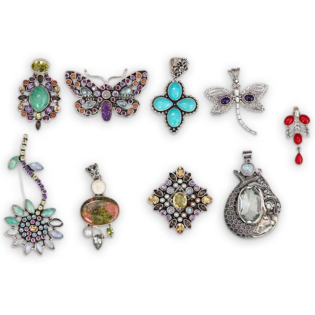 (9 Pc) Semi Precious Stone and Sterling Pendants (1 of 11)
