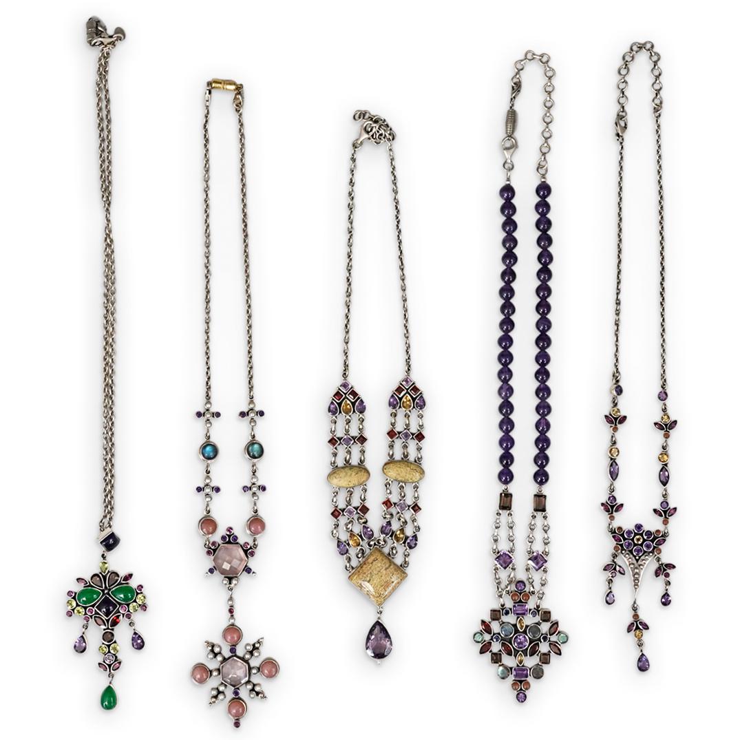 (5 Pc) Semi Precious Stone and Sterling Necklaces (1 of 10)