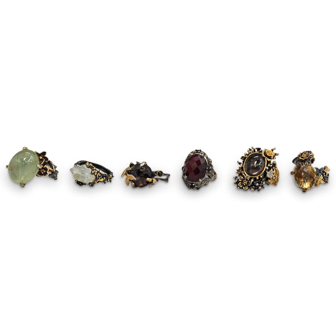 (6 Pc) Sterling and Semi Precious Stone Rings (1 of 9)