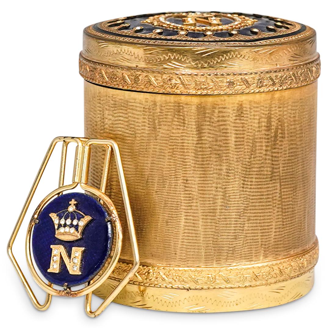 (2 Pc) Napoleon Gilt Box & Money Pin Set (1 of 7)