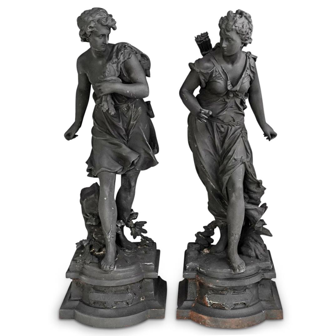 Mythological Diana & Actaeon Metal Sculptures (1 of 10)