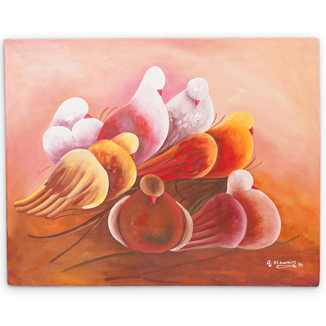 A.St. Surin (Haiti, 20th C.) Acrylic On Canvas (1 of 5)