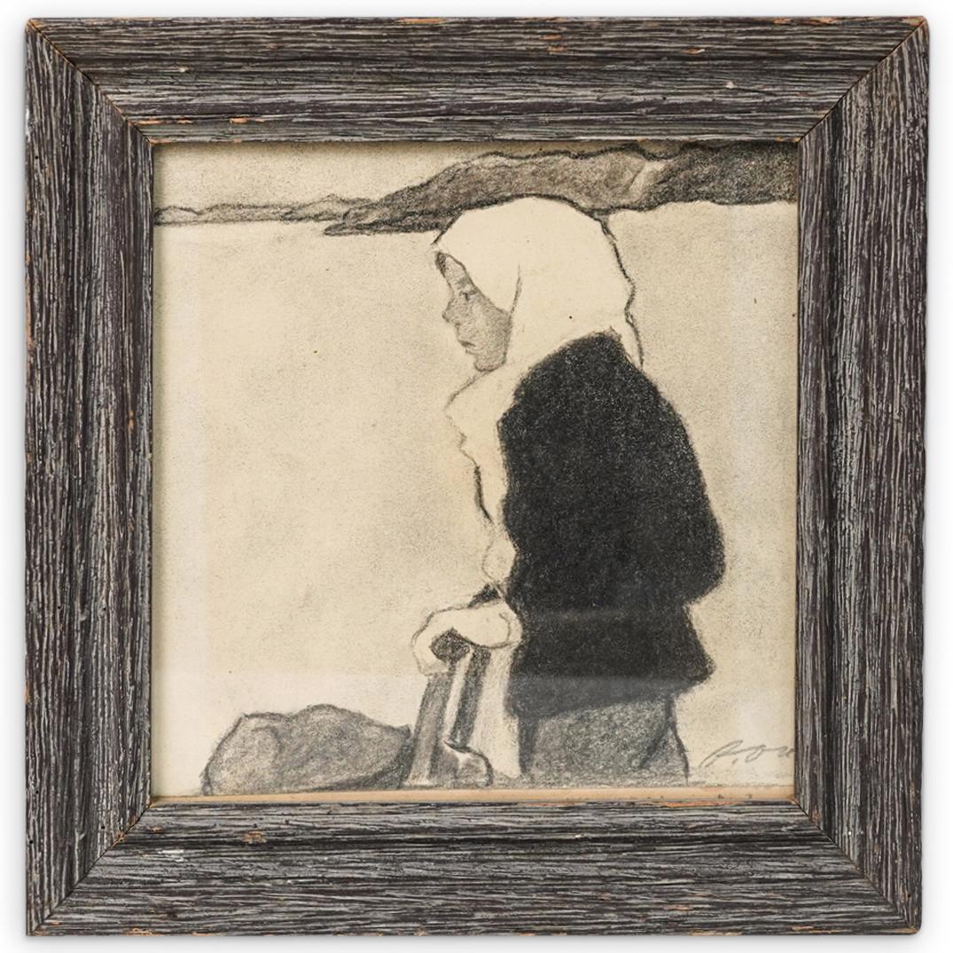 (Swedish School) Signed Charcoal on Paper (1 of 3)