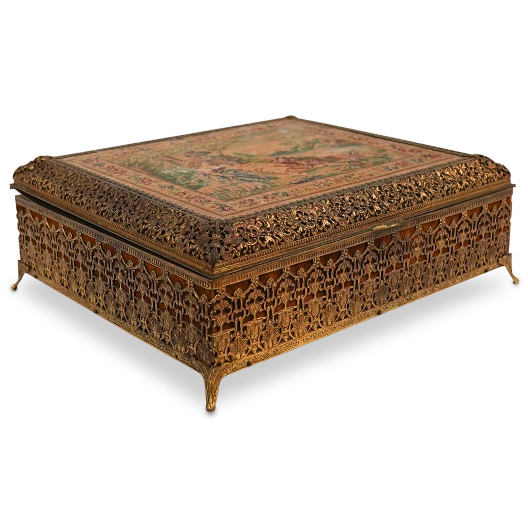 19th Ct. Bronze Needlepoint Jewelry Box (1 of 4)