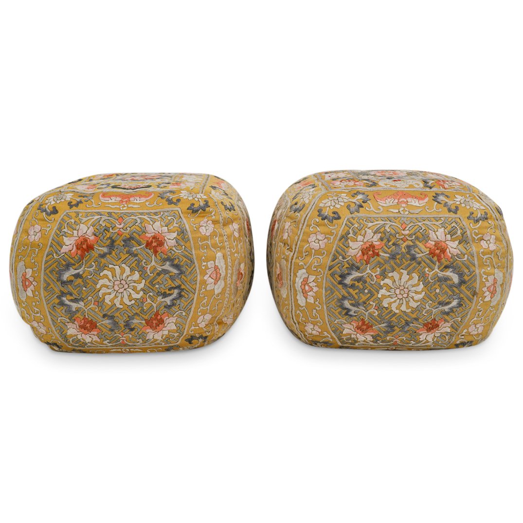 Pair of Chinese Imperial Yellow Silk Arm Rest Pillows (1 of 7)