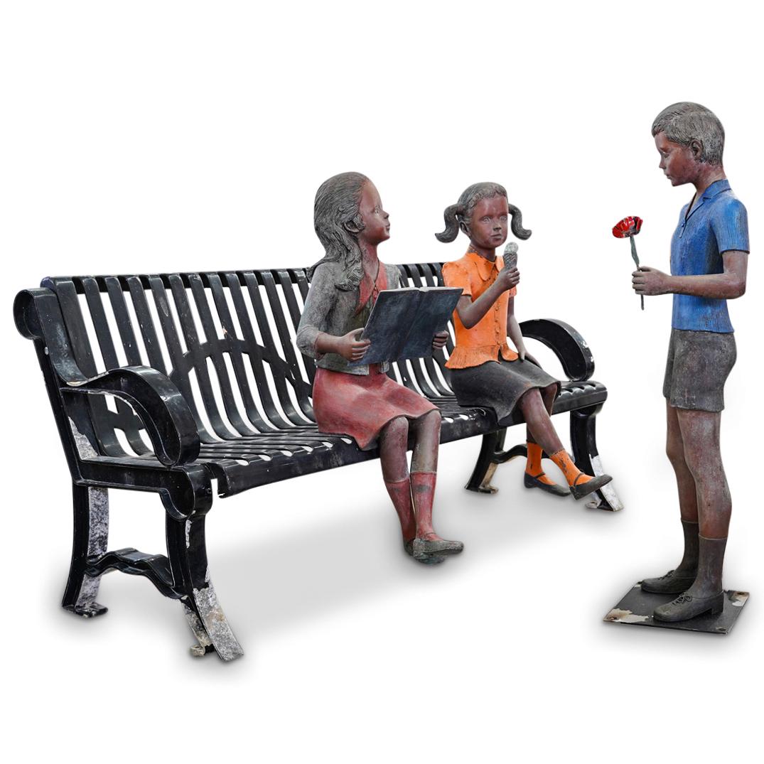 Prince Monyo Figural Bronze Garden Statue Group (1 of 10)