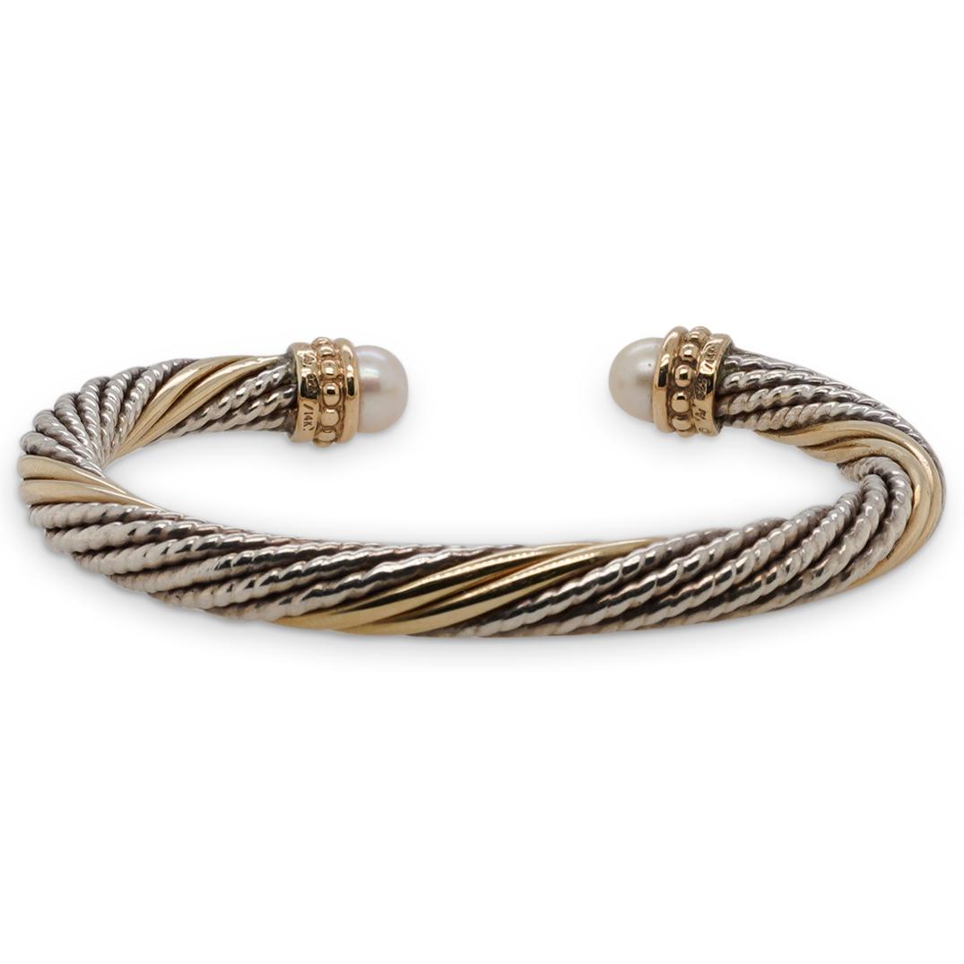 14k Yellow Gold Sterling & Pearl Bracelet (1 of 4)