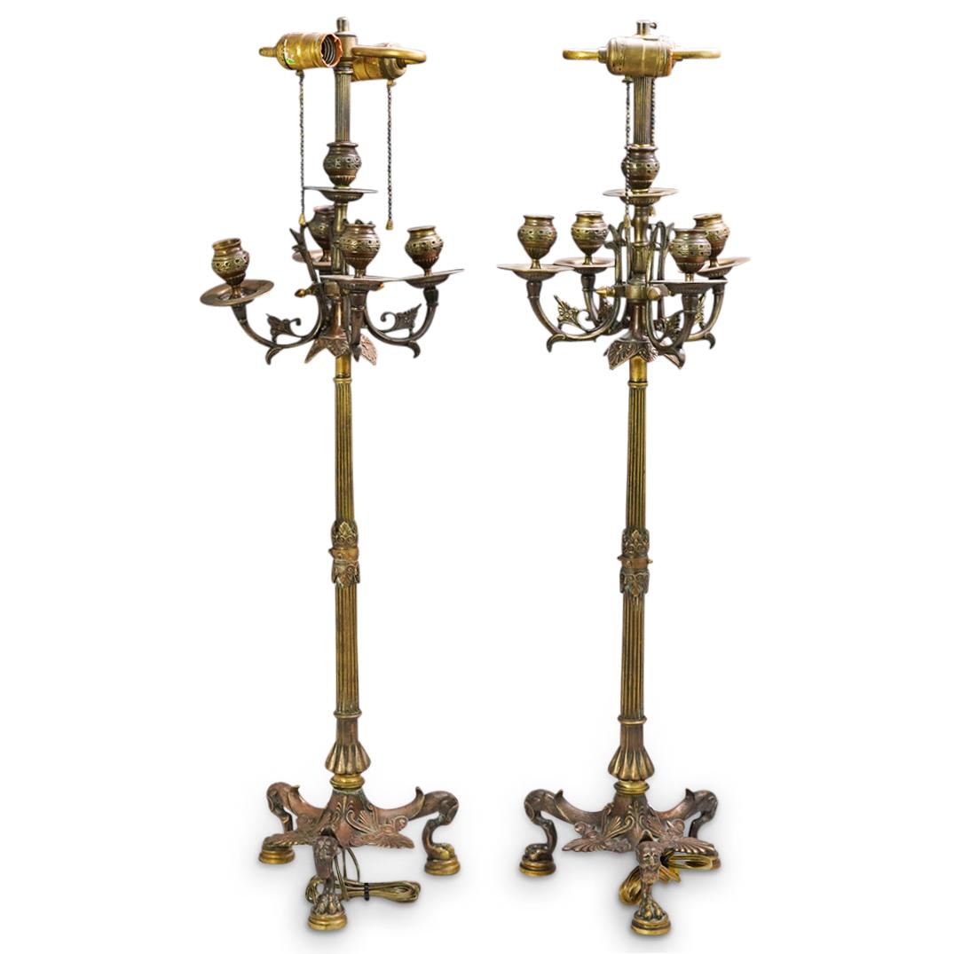 Pair of Bronze Candelabra Lamps (1 of 9)