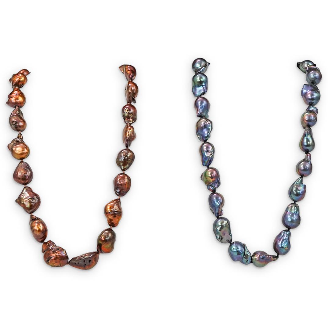 (2 Pc) Baroque Black and Brown Pearl Necklaces (1 of 5)