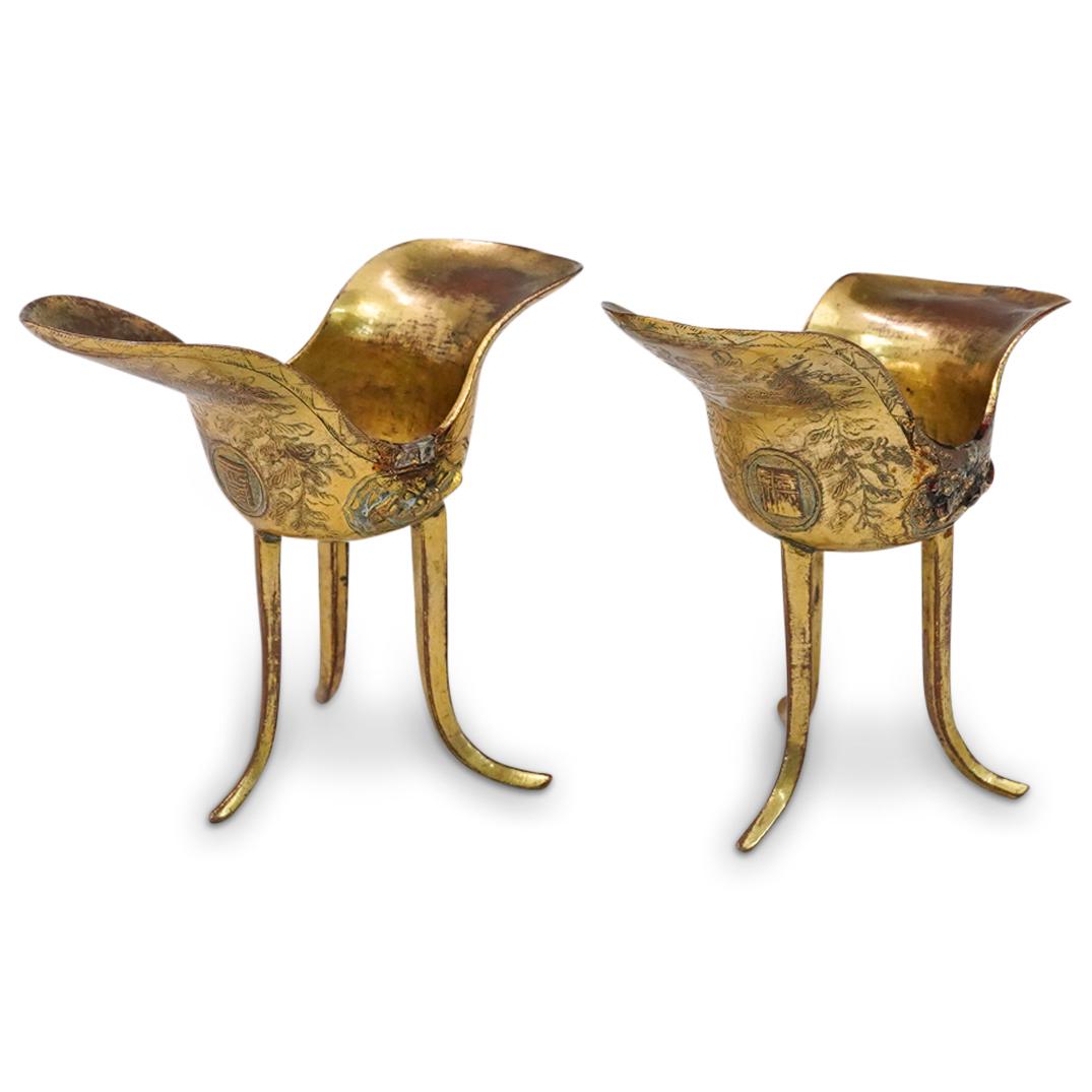 Pair of Chinese Imperial Gilt Copper Liberation Cups (1 of 8)