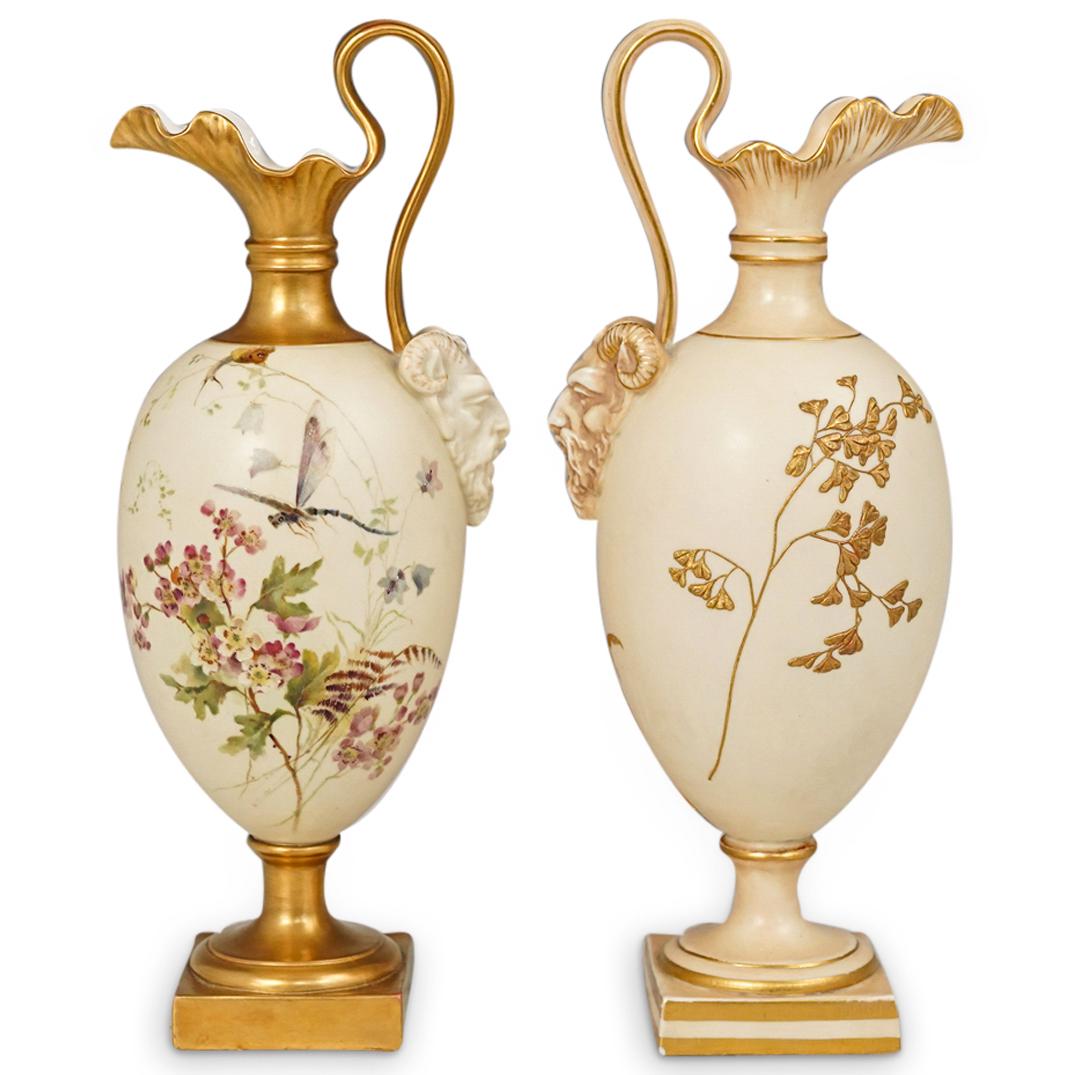 (2 Pc) Royal Worcester Porcelain Pitchers (1 of 10)