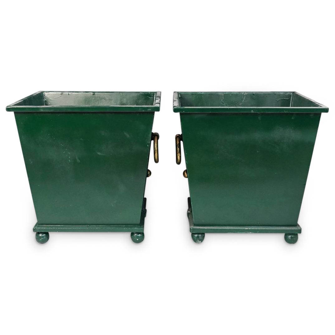 (2 Pc) Large Metal Green Garden Planters (1 of 7)