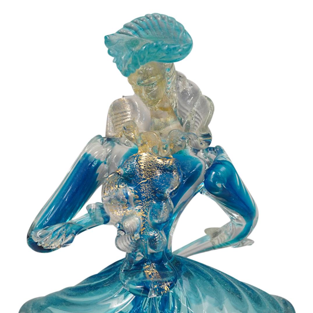 (2 Pc) Murano Glass Blue Venetian Couple Figurines (1 of 11)