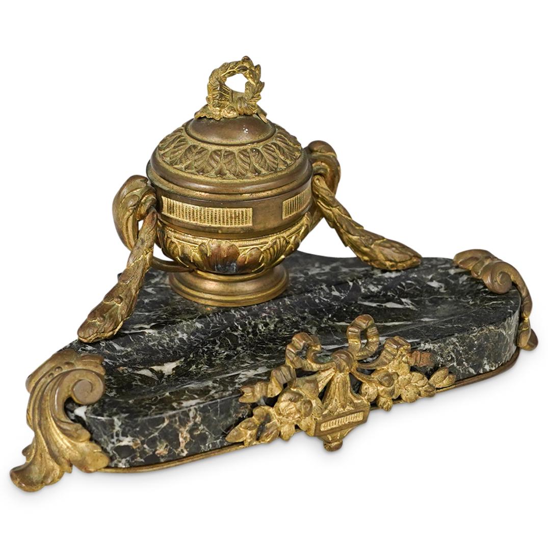 Antique German Marble and Bronze Inkwell (1 of 7)
