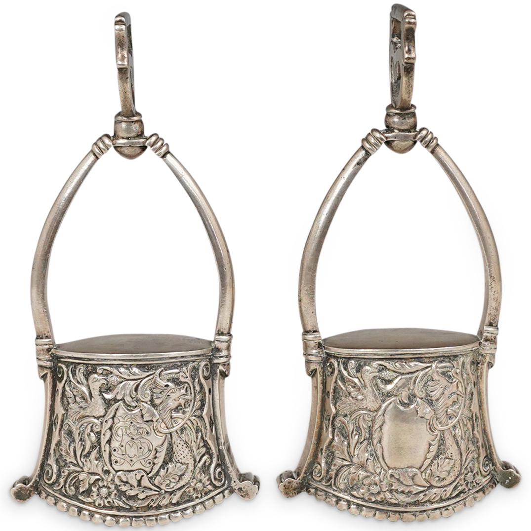 (2 Pc) Antique Italian S. Lastretti Silver Stirrups (1 of 7)