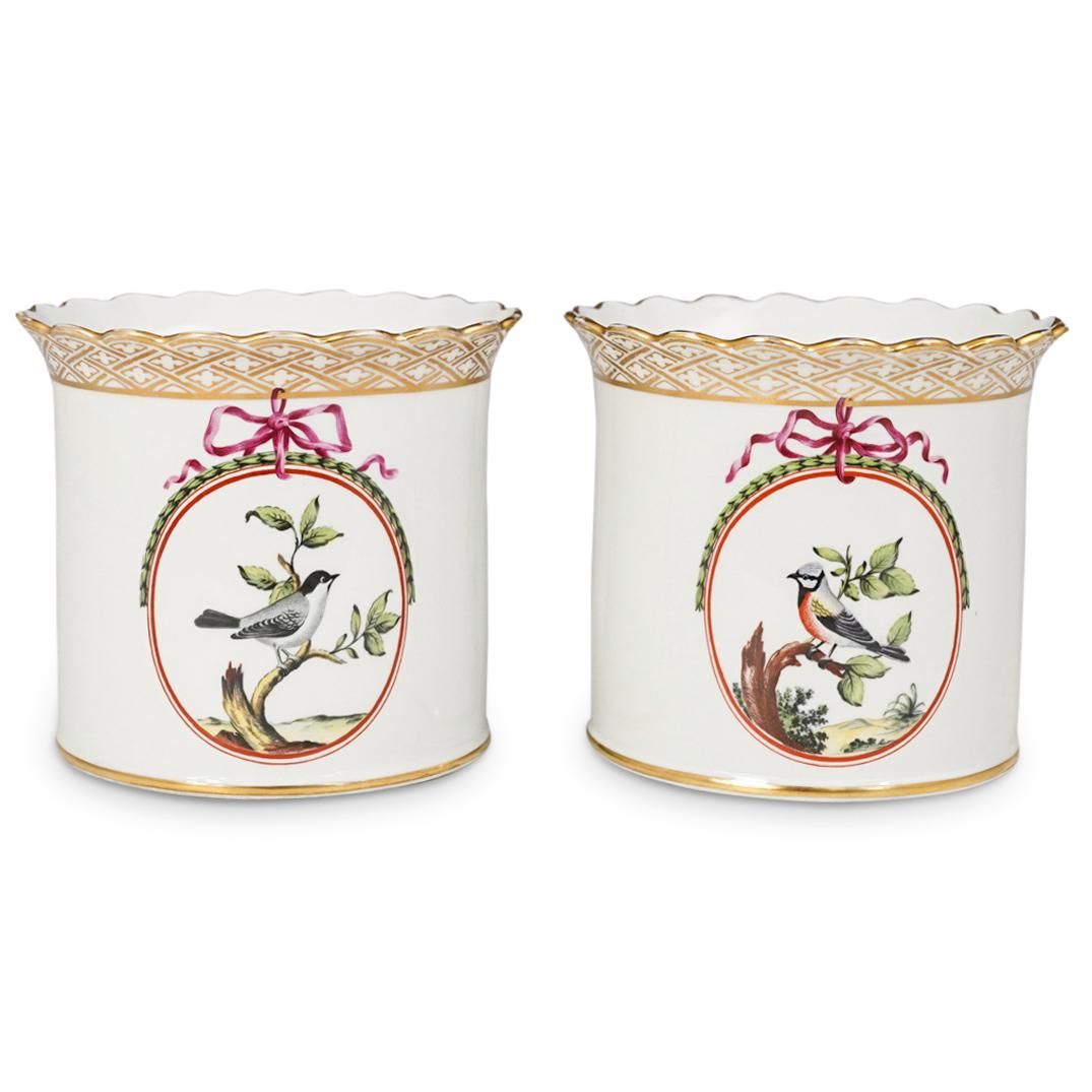 (2 Pc) Limoges Porcelain Cachepot Planters (1 of 8)