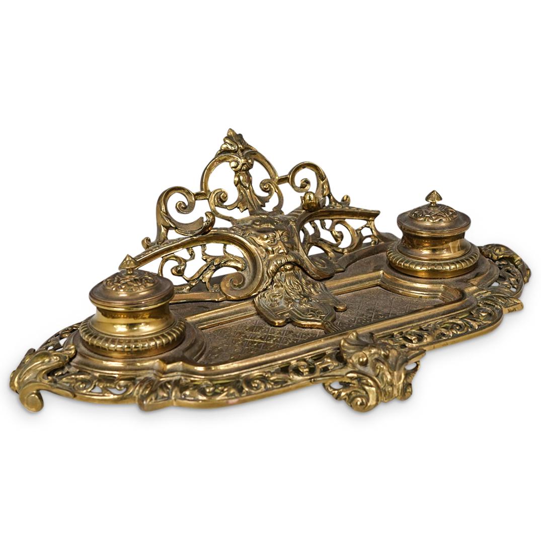 Antique Victorian Gilt Bronze Inkwell (1 of 8)