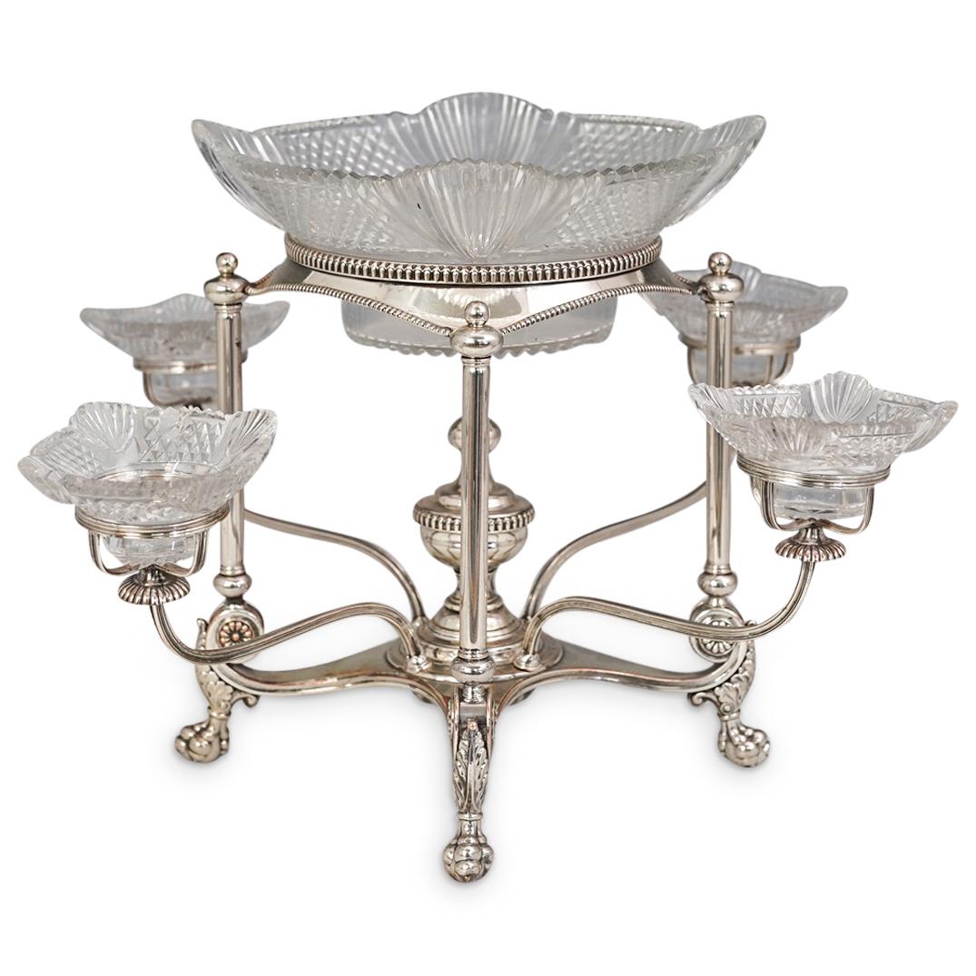 Antique Silver Plated Crystal Epergne (1 of 9)