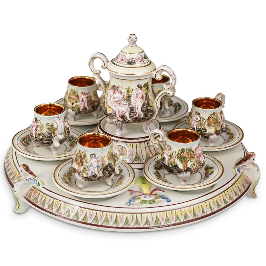 (14 Pc) Capodimonte Glazed Porcelain Tea Set (1 of 9)