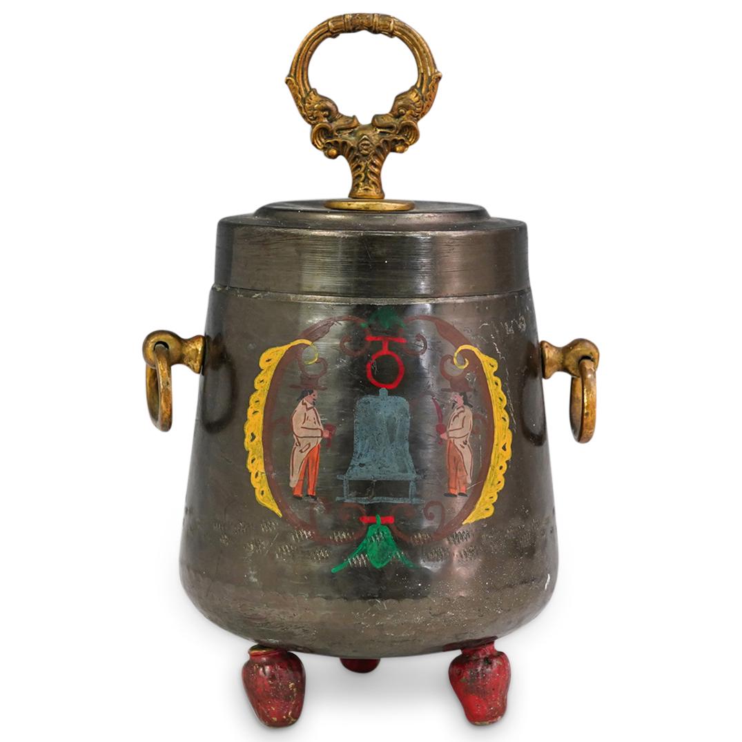 Brass Enameled w/ Glass Interior Tea Caddy (1 of 7)