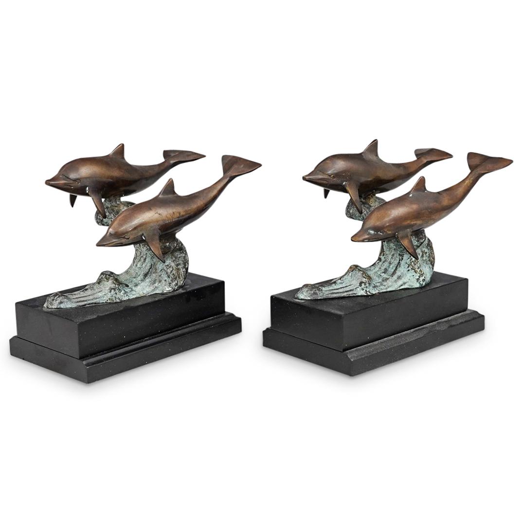 Pair Of Bronze Dolphin Bookends (1 of 5)